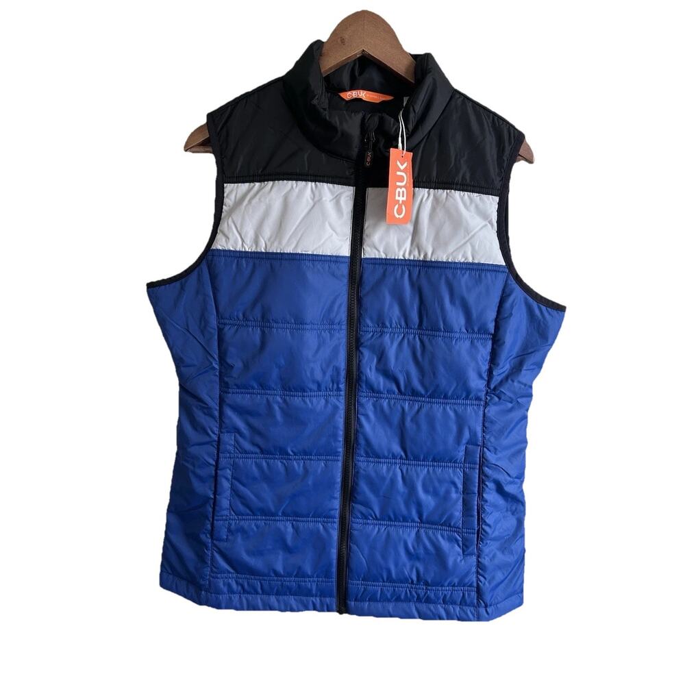 Cutter & Buck CBUK Womens Puffer Vest L Blue Black Quilted Full Zip Outdoor NWT - Picture 3 of 12